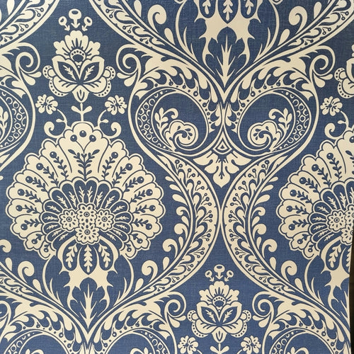 Navy & gold Damask wallpaper - Walnut lane