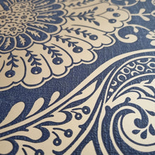 Load image into Gallery viewer, Navy &amp; gold Damask wallpaper - Walnut lane
