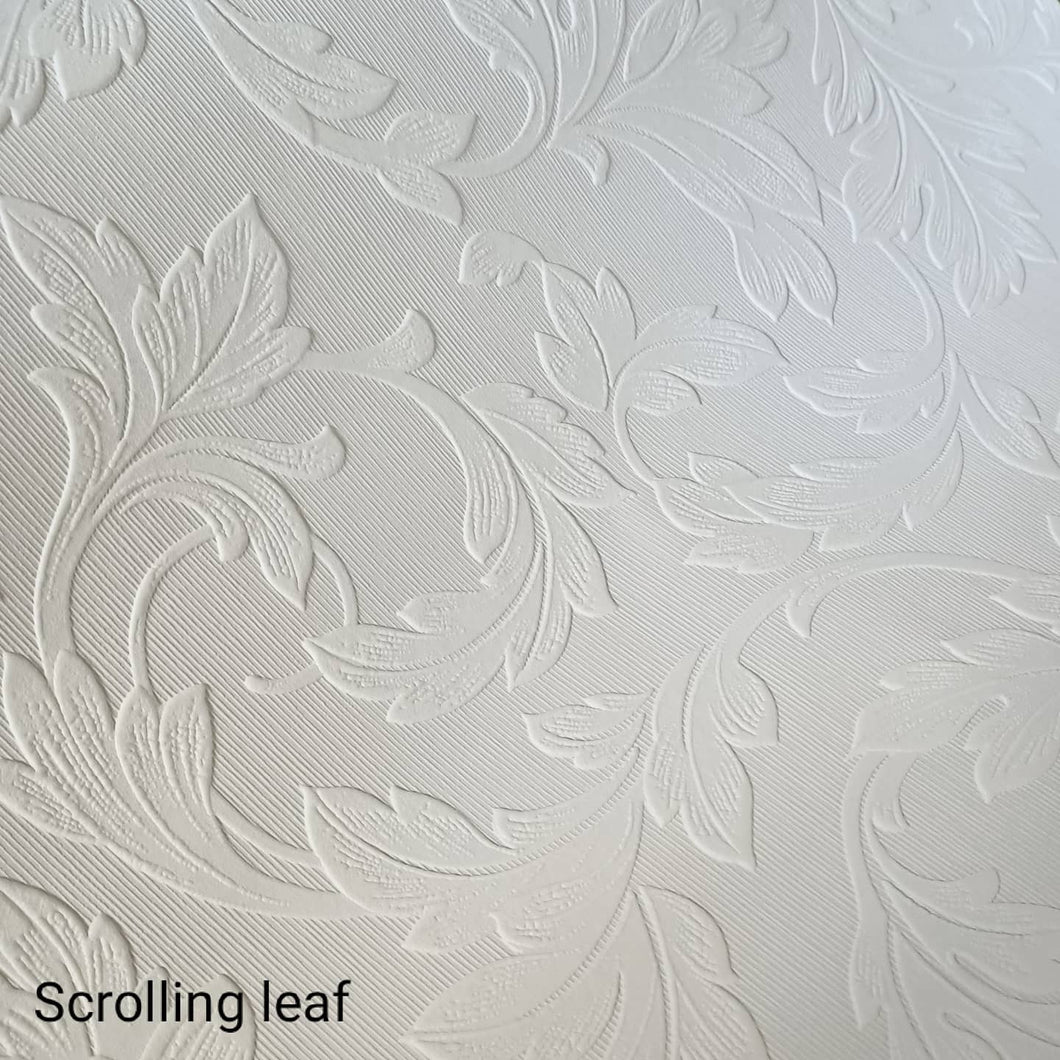 Scrolling leaf paintable wallpaper - Walnut lane